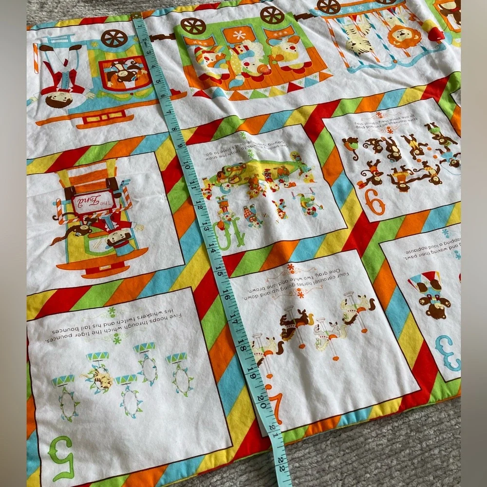 Vintage Baby Quilt Blanket Kitchsy‎ Cute Animal Train Counting Soft Retro
